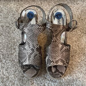 Carlos by Carlos Santana Winnie snake-print espadrille wedge sandals.